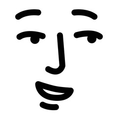 Fototapeta premium Simple black cartoon face icon, minimalist illustration, emoticon, Isolated on transparent background, png