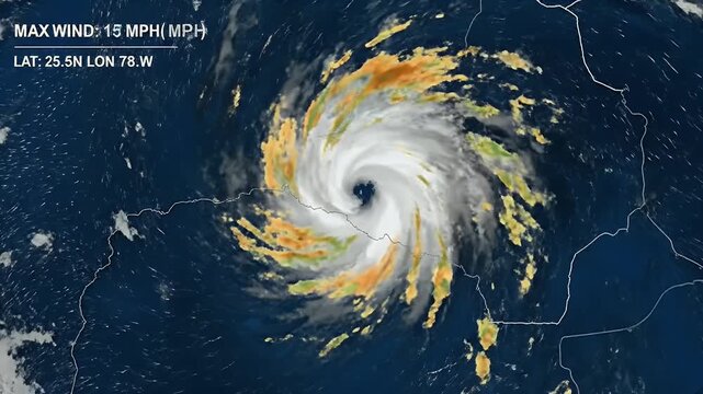 Powerful Hurricane with 150 MPH Winds Seen From Space Satellite View.