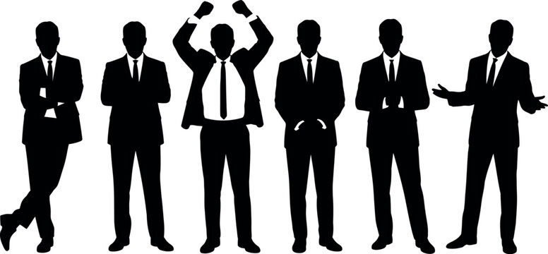 Silhouette of successful business team representing diversity leadership teamwork