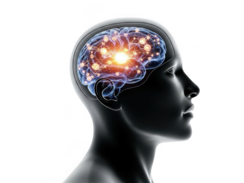 Visualizing neural activity and cognitive processes within the human brain transparent background