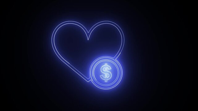 Neon Heart and Dollar Sign A Symbol of Financial Love.