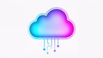 Futuristic Neon Cloud Computing Data Rain Icon