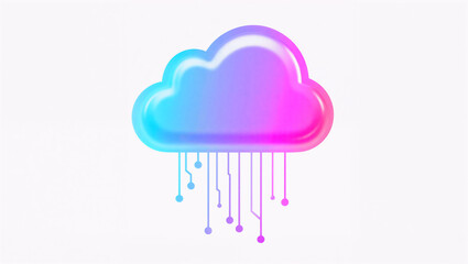 Futuristic Neon Cloud Computing Data Rain Icon