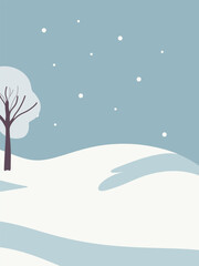 Winter Landscape with Snow and Tree