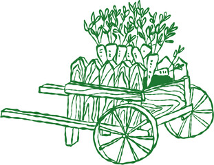 Doodle Garden Cart Wheelbarrow with Fresh Carrots