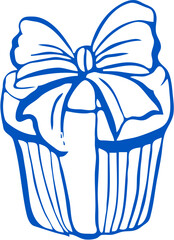 Doodle Style Gift Box Present with Decorative Bow