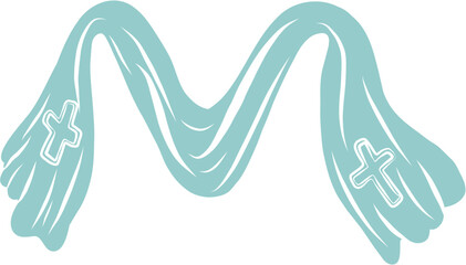 Doodle Hand-Drawn Scarf Fabric with Christian Cross