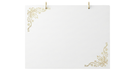 Hanging White Paper Sign With Gold Christmas Holly Decoration