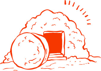 Doodle Sketch of Empty Tomb of Jesus Christ