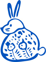 Decorated Doodle Easter Bunny Rabbit with Pattern