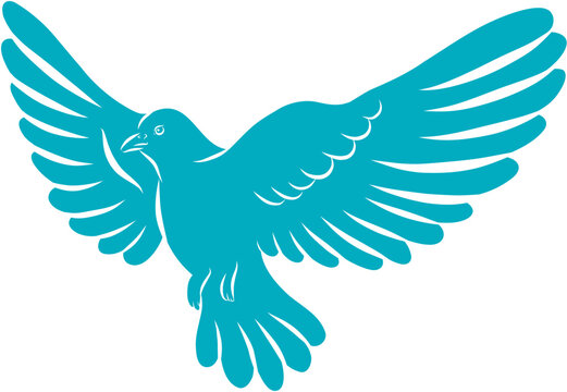 Doodle Sketch of a Simple Flying Dove Bird