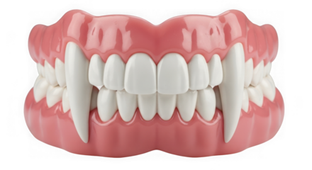 Detailed vampire fangs dentures for halloween and horror theme
