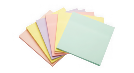 Colorful fanned stack of sticky notes for office and planning