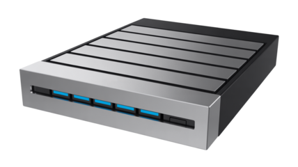 Professional hard drive storage array for server rack ensures data integrity and accessibility, modern design