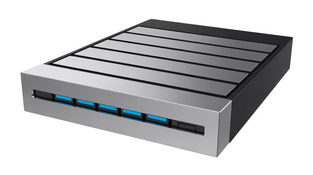 Professional hard drive storage array for server rack ensures data integrity and accessibility, modern design