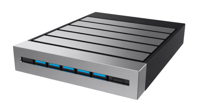 Professional hard drive storage array for server rack ensures data integrity and accessibility, modern design