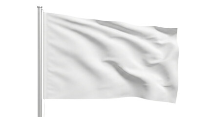 Blank white waving flag on silver pole mockup © BTG