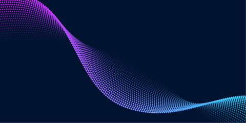 Futuristic Halftone Particle Wave Background, Digital Flow, Sound Frequency, and Abstract Data Stream Design