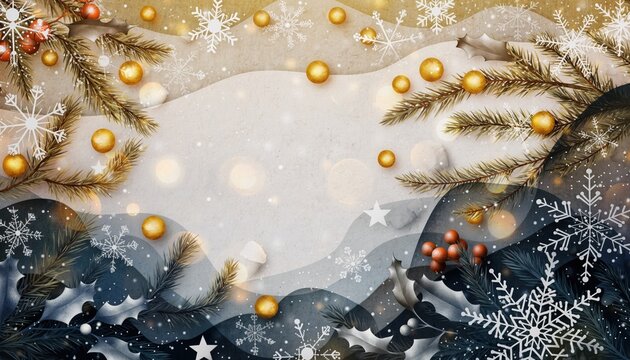 Winter wonderland holiday celebration festive atmosphere decorative frame snowy background cozy environment christmas spirit