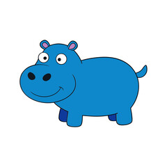 Vector Clip Art Hippo on White Background for Web and Graphic Design