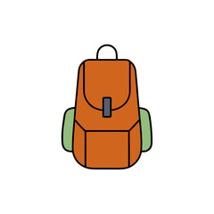 Vector Clip Art Hiking Backpack on White Background for Web and Graphic Design