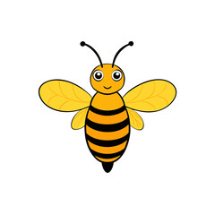 Vector Clip Art Honeybee on White Background for Web and Graphic Design