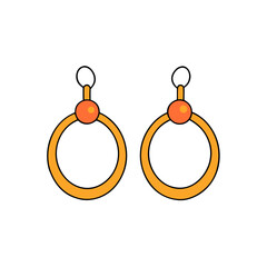 Vector Clip Art Hoop Earrings on White Background for Web and Graphic Design