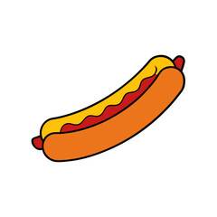 Vector Clip Art Hot Dog on White Background for Web and Graphic Design