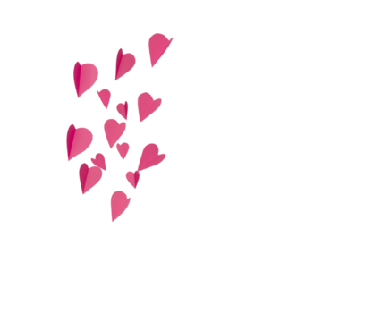 Pink Paper Hearts on White Background. Romantic Flat Lay for Valentines Day or Wedding Decor