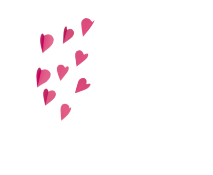 Pink Paper Hearts on White Background. Romantic Flat Lay for Valentines Day or Wedding Decor