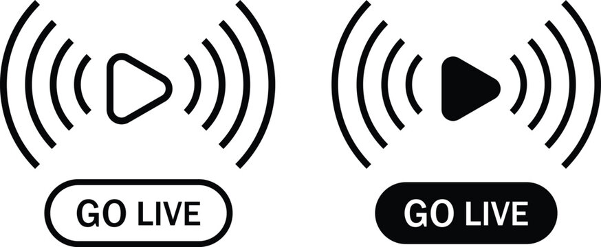 Set of go live icon set. Live stream symbols. Social media and online event signs. On Air Broadcast Icons
