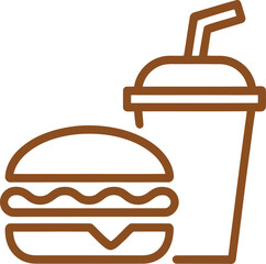 Print Classic Burger and Soda Drink Fast Food Combo Line Icon Design Vector illustration