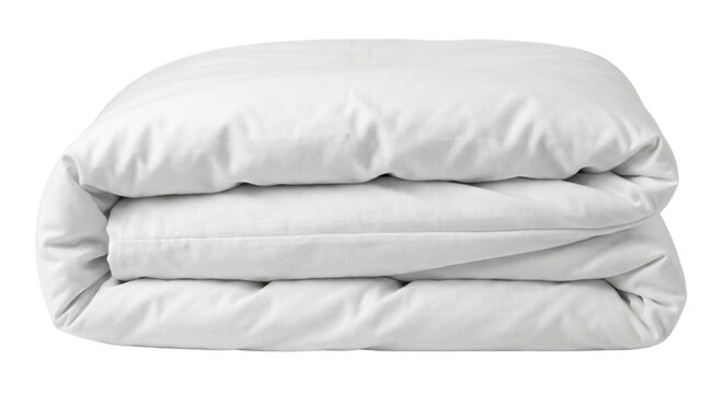 Folded white duvet cover or bed linen stack mockup