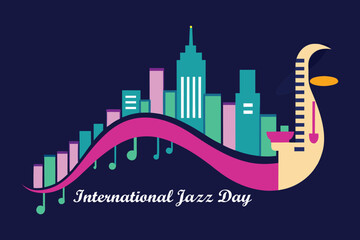 International Jazz Day Urban Musical City Vector