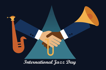 International Jazz Day Unity Handshake Instrument Vector
