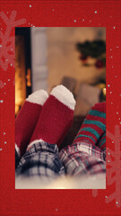 Christmas Knit Sweater Snow Falling Vertical Overlay