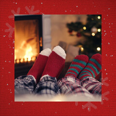 Christmas Knit Sweater Snow Falling Square Overlay