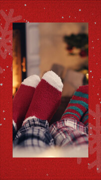Christmas Knit Sweater Snow Falling Vertical Overlay