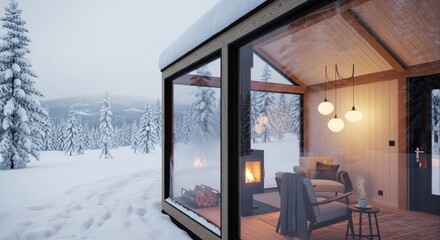 Cozy Cabin Retreat in Winter Wonderland with Fireplace.