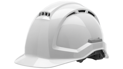 Protecting workers on construction sites with durable white safety helmet for head protection at industrial job