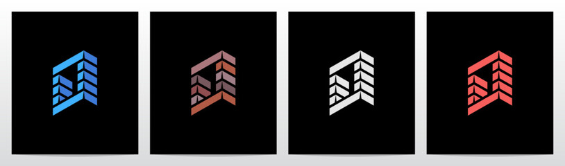 Brick Block Stack Building Structure 3-Dimensional Letter Initial Logo Design O