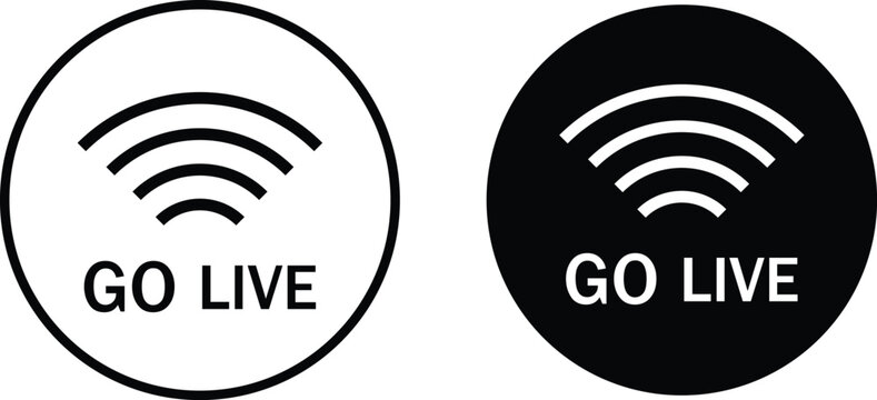 Go live icons set. Start recording and online event signs. Online video broadcast symbols. Social media recording sign