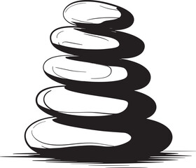 Balanced Zen Stone Tower Vector Illustration for Serenity and Meditation