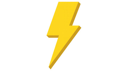 Dynamic yellow 3D lightning bolt icon symbolizing power, speed, and electricity for striking designs
