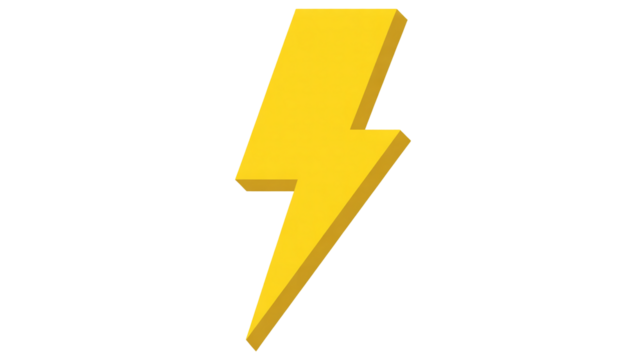 Dynamic yellow 3D lightning bolt icon symbolizing power, speed, and electricity for striking designs