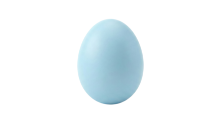 Single solid pastel blue Easter egg standing upright