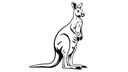 Striking minimalist kangaroo illustration perfect for branding, logos, and wildlife projects in black and white