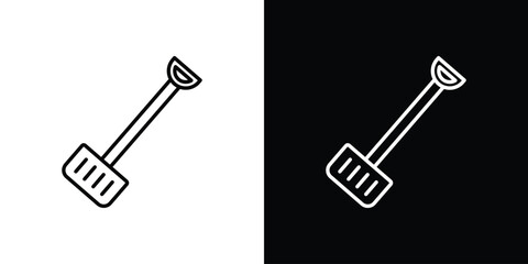Snow shovel icons set with editable black and white stroke line style for ui designs © Raj
