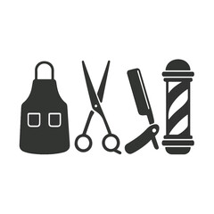 Barber Toolkit Silhouette Set, Clean Flat Icons