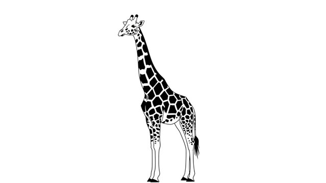 Majestic giraffe standing tall wildlife animal with patterned coat in graphic style illustration for print design